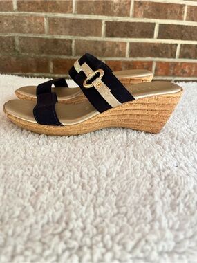 Italian Shoemaker Blue And Silver Sandals Size 6.5